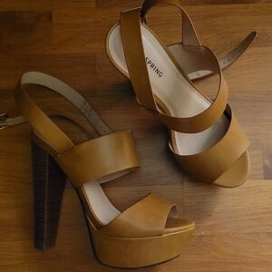 Call It Spring Tan Platform Heels